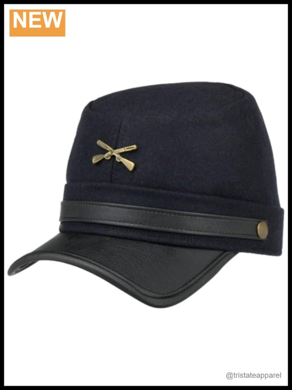 Wool Blend Union Army Peaked Cap with Lining Band
